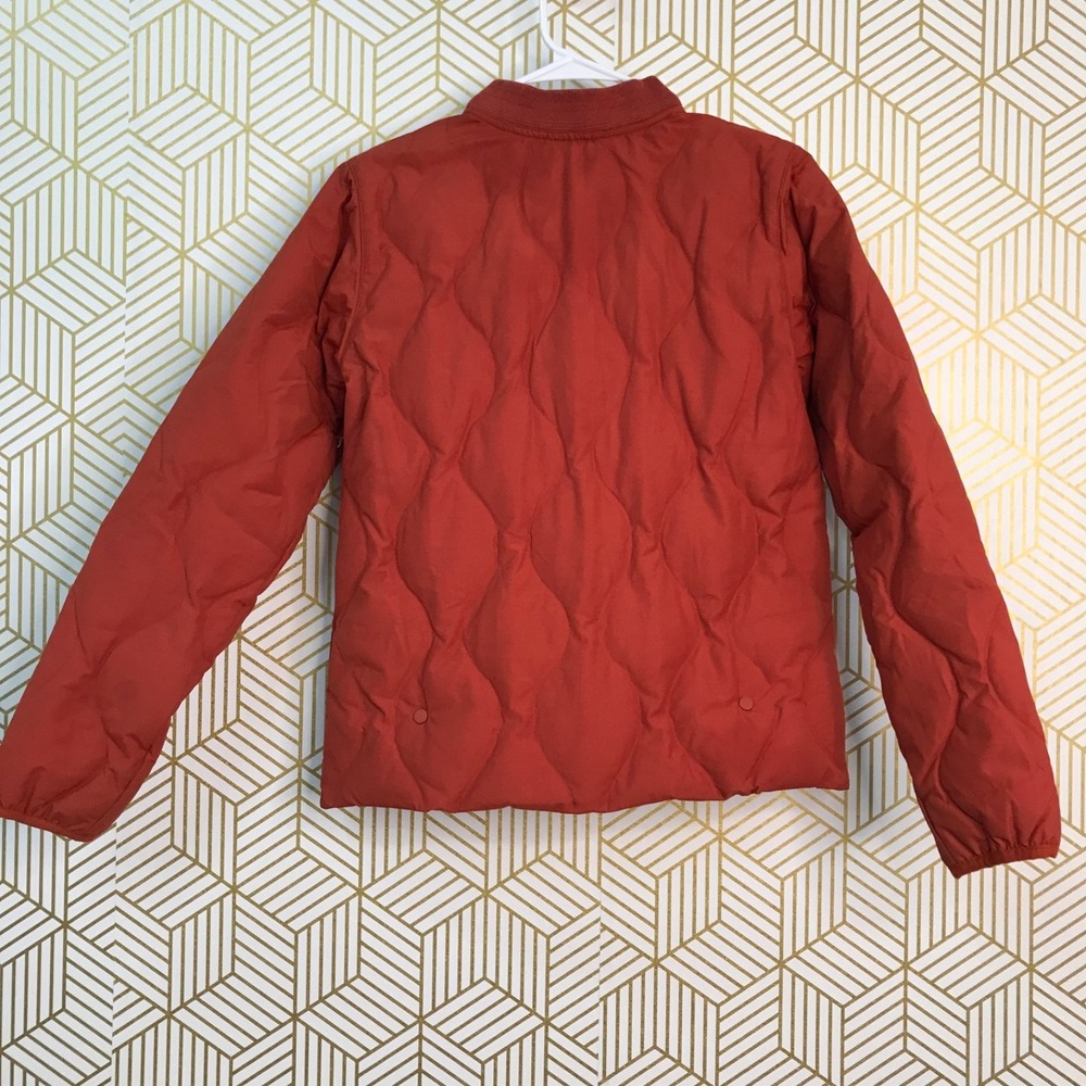 Burton Womens Kiley Down Insulator Jacket XS Orange Quilted Snap Up Pockets - Picture 4 of 8